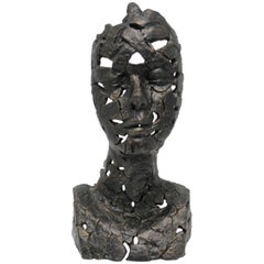 Bronzed Female Bust Sculpture