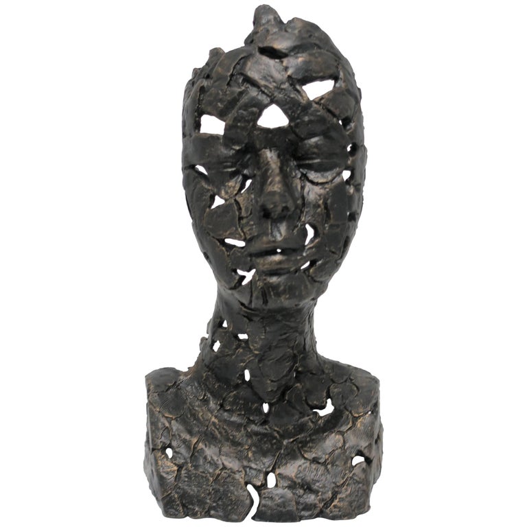 Bronzed Female Bust Sculpture For Sale at 1stDibs