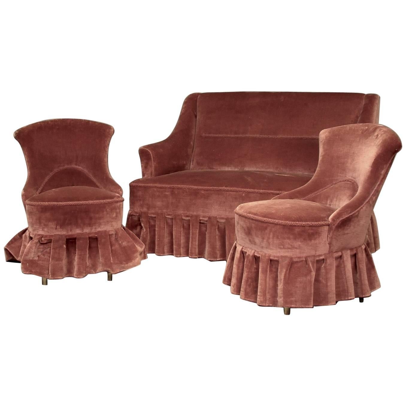 Danish 1930s Small-Scale Salon Set of Loveseat and Chairs