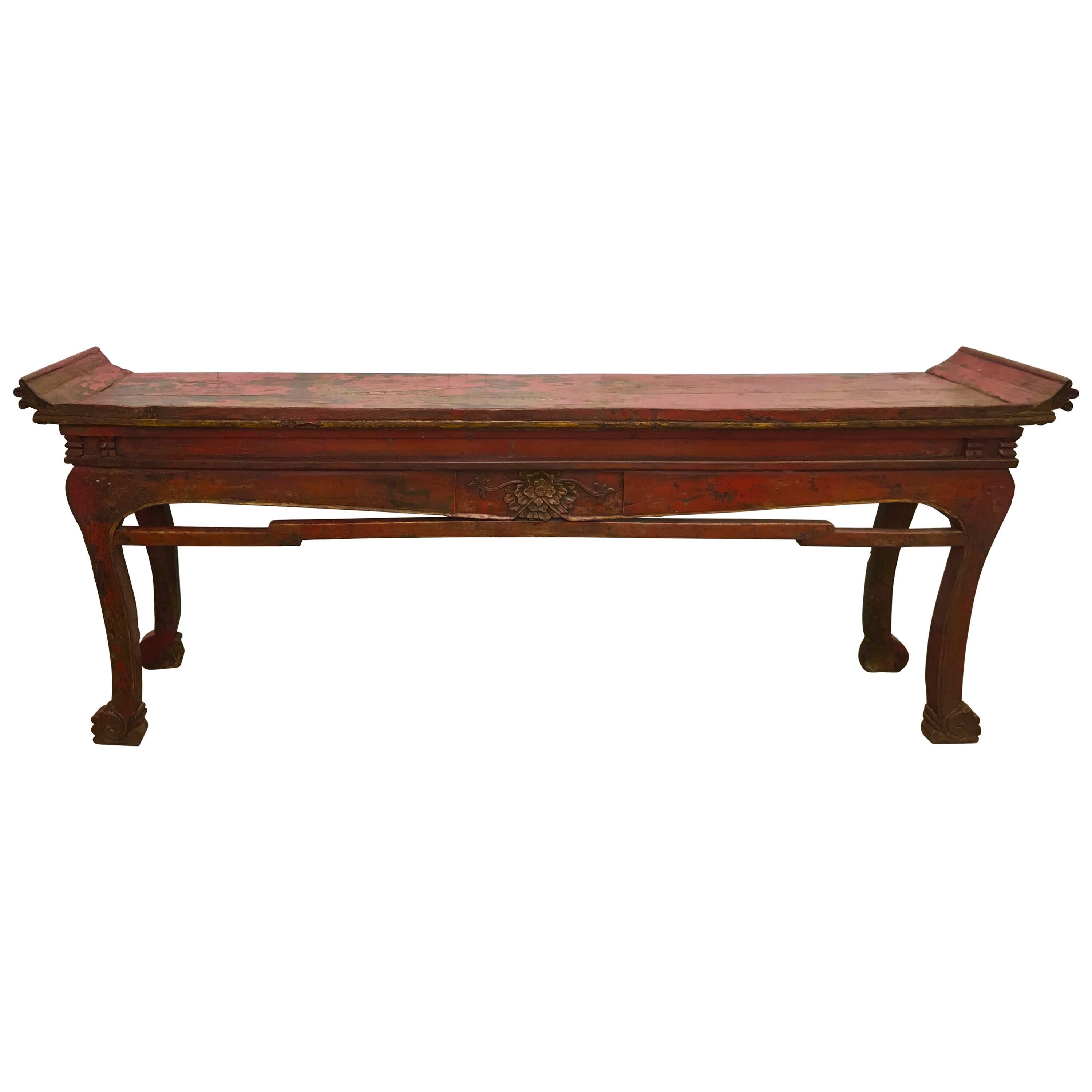 Antique Chinese Elmwood Altar Table For Sale