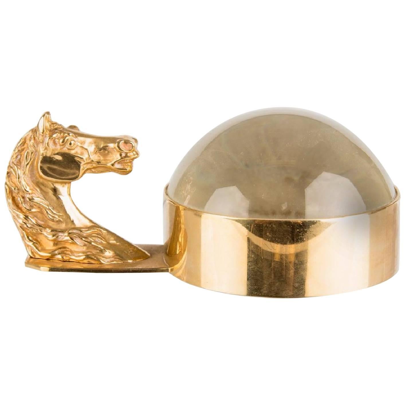 Hermes Paris Equestrian Desk Paperweight Magnifier