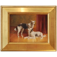 Vintage Dogs Painting, Oil on Board, by Debra Higgins