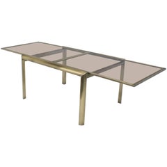 Smoked Glass Brass DIA Expandable Dining Table