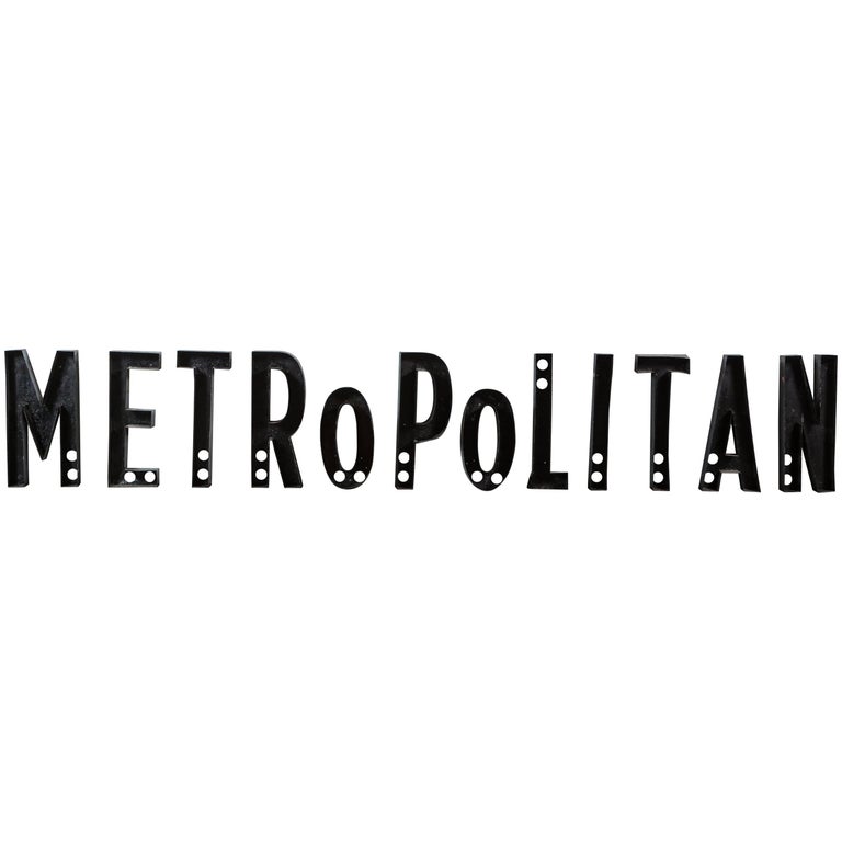 Vintage Movie Marquee Sheet Metal Letters Metropolitan at 1stDibs