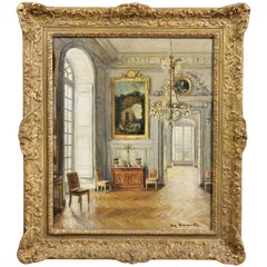 Oil on Panel of Versailles by Maurice Eugene Delaporte