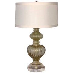 Single Clear and Gold Italian Murano Glass Lamp