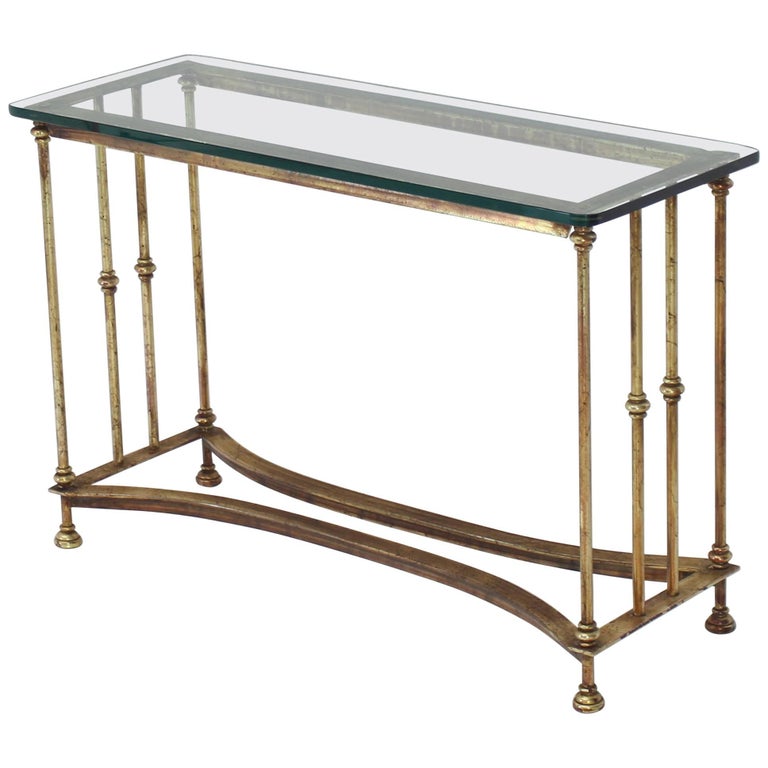 Gold Gild Iron Base Glass Top Console Table For At 1stdibs Gold Gild Iron Base Glass Top Console Table For
