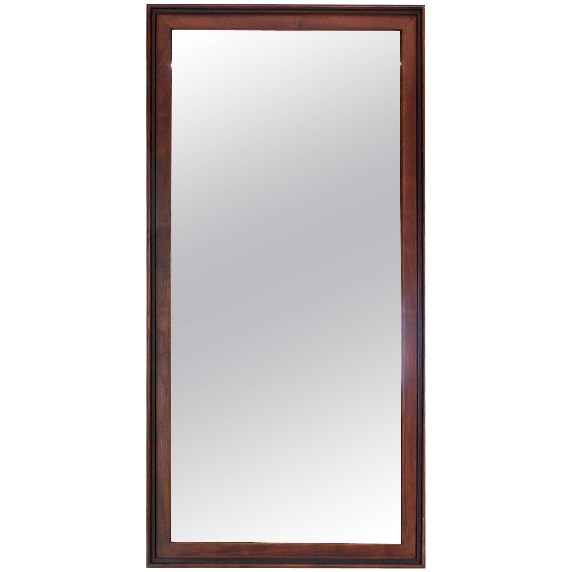 Oiled Walnut Frame Mid Century Modern Rectangular Mirror. 