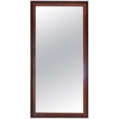 Vintage Oiled Walnut Frame Mid Century Modern Rectangular Mirror. 