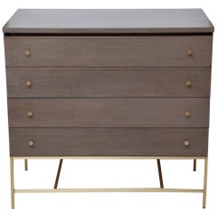 Retro Custom Olive Mahogany and Brass Bachelor Chest by Paul McCobb for Calvin