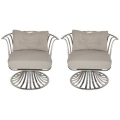 Pair of Polished Aluminum Armchairs by Russell Woodard, circa 1965