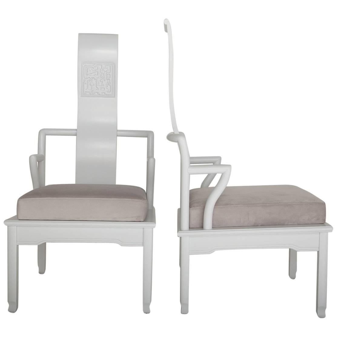 Pair of Low Asian Inspired Accent Chairs in the Manner of James Mont