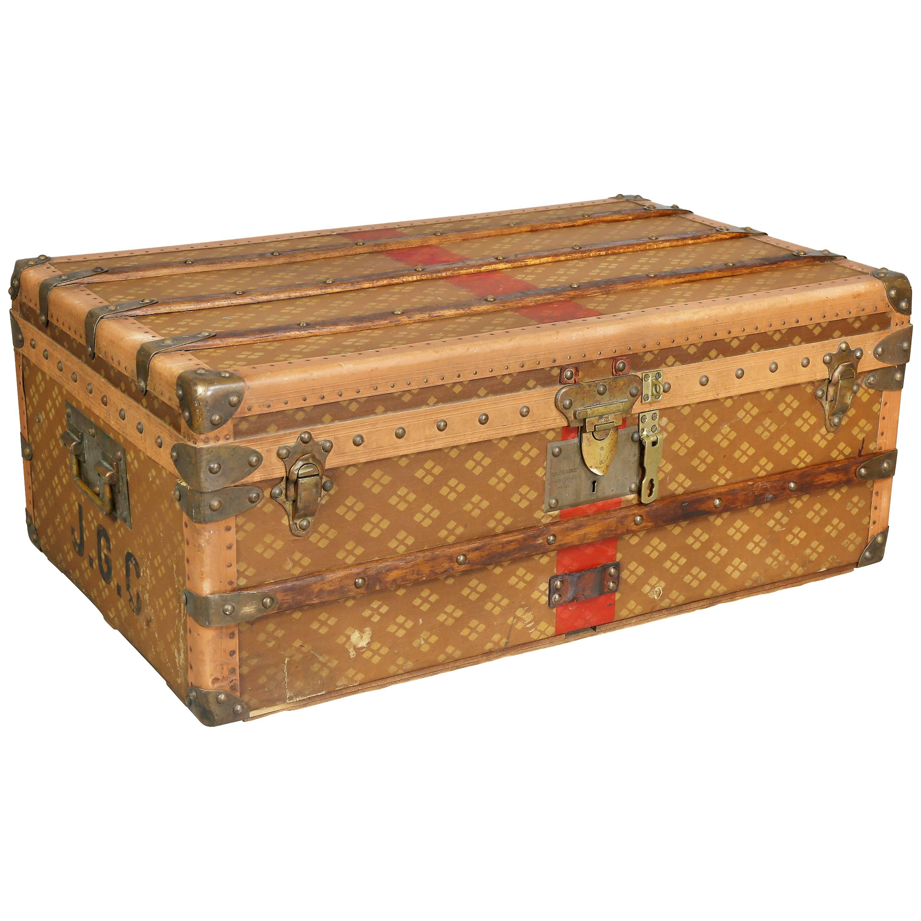 Aux Etats Unis Monogram French Wardrobe Steamer Trunk Like Louis Vuitton