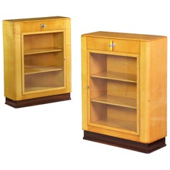 Superb Quality Pair of Art Deco Birch and Rosewood Bookcase Cabinets, circa 1930