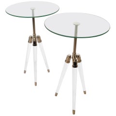 A Classic Pair of Acrylic and Chrome Side/End Tables 