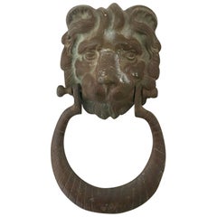 20th Century Bronze Verdigris Lion Door Knocker