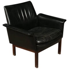 Mid Century Lounge Chair In Leather From Denmark, Circa 1970