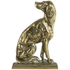 Antique 19th Century Brass Dog Doorstop