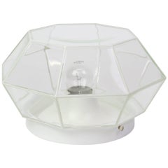 White Clear Glass Flush Mount by Limburg, Germany, 1960s