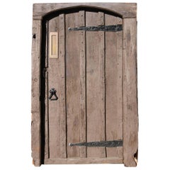 18th Century English Oak Rustic Exterior Front Door With Frame