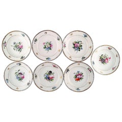 7 Vintage b&g bing & grøndahl deep plates. Hand painted with flowers