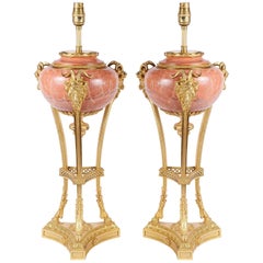 Pair Louis XVI Style Classical Marble Lamps