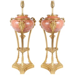 Pair Louis XVI Style Classical Marble Lamps