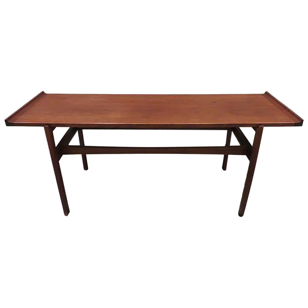 Jens Risom walnut and glass console table-1950's