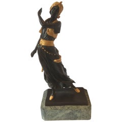 Affortunato Gori's Signed Sculpture of a Oriental Dancer, 1920, France