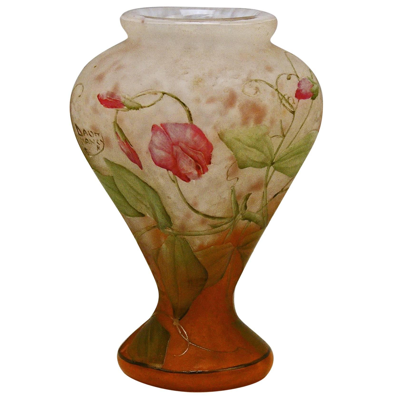 Daum Nancy Vase Art Nouveau Flowers Vetches France Lorraine