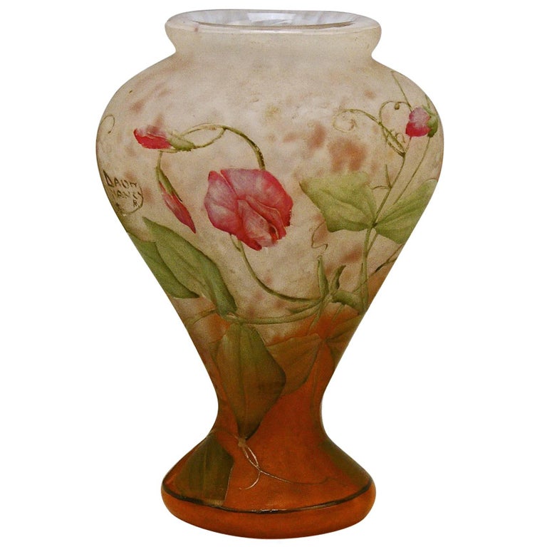 Daum Nancy Vase Art Nouveau Flowers Vetches France Lorraine For