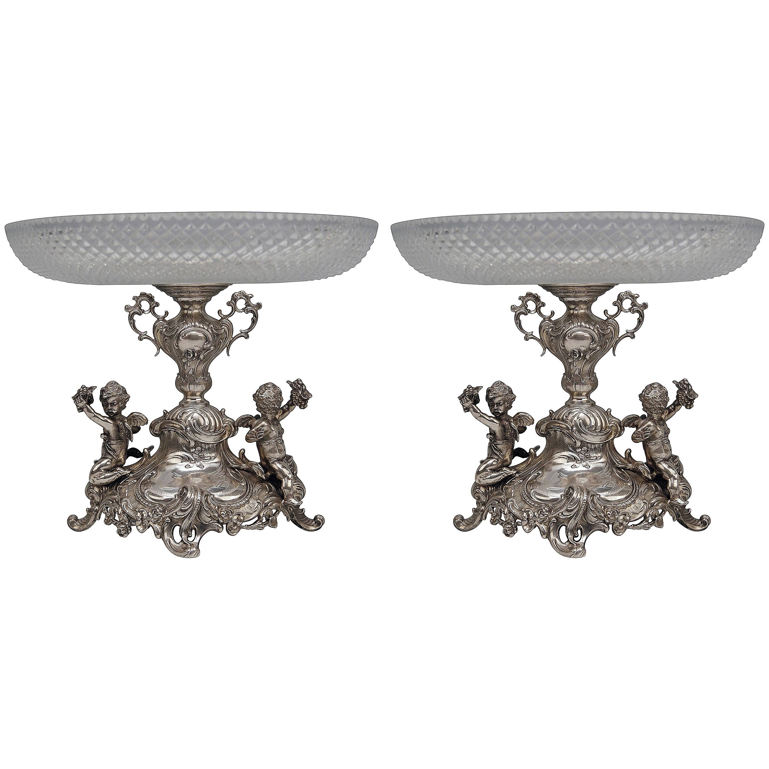 Silver Historicism Pair of Centrepieces by Bruckmann and Sons, Germany