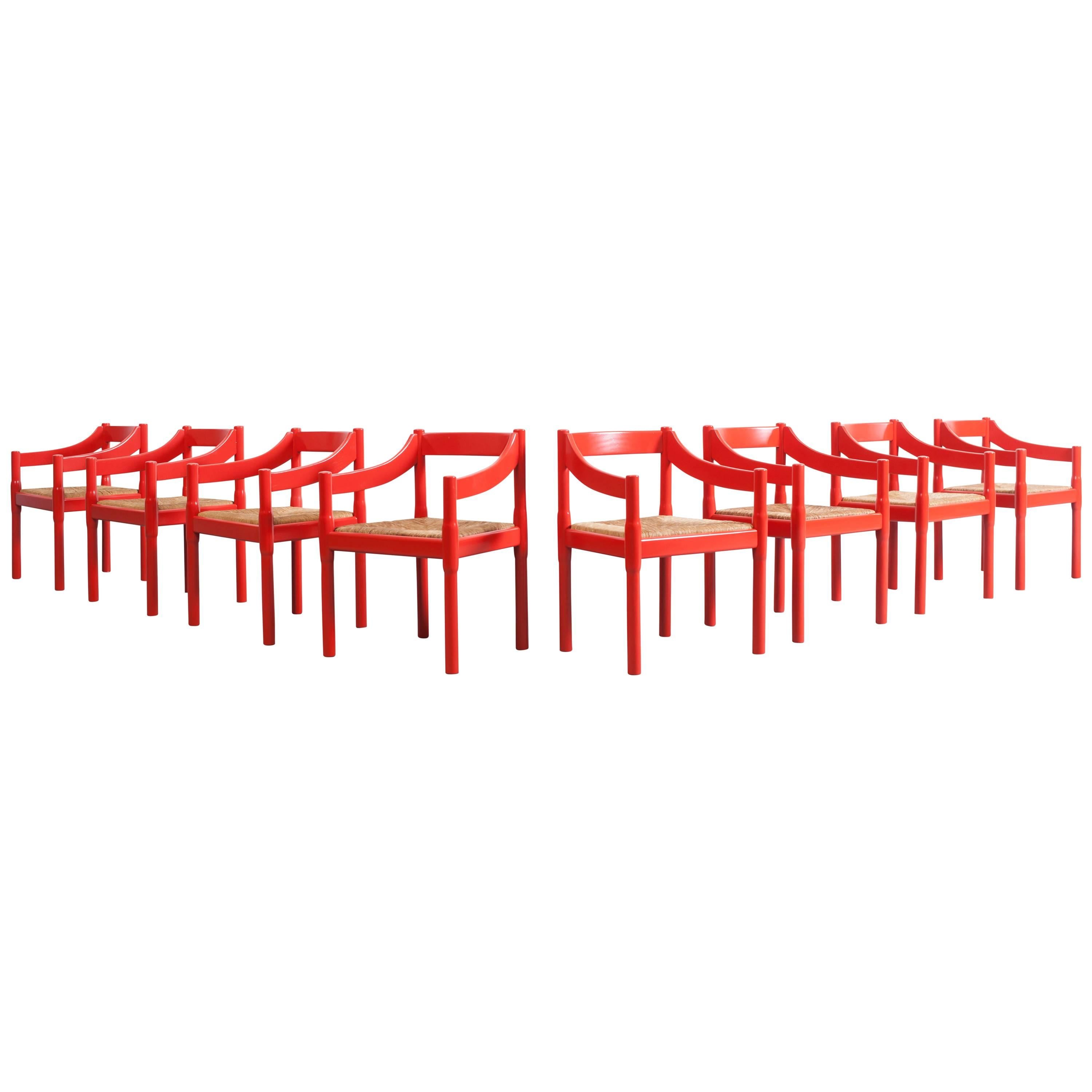 Set of eight 'Carimate' chairs by Vico Magistretti 