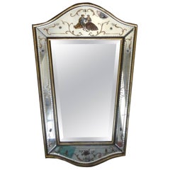 20th Century French Hand-painted Crystal Mirror 