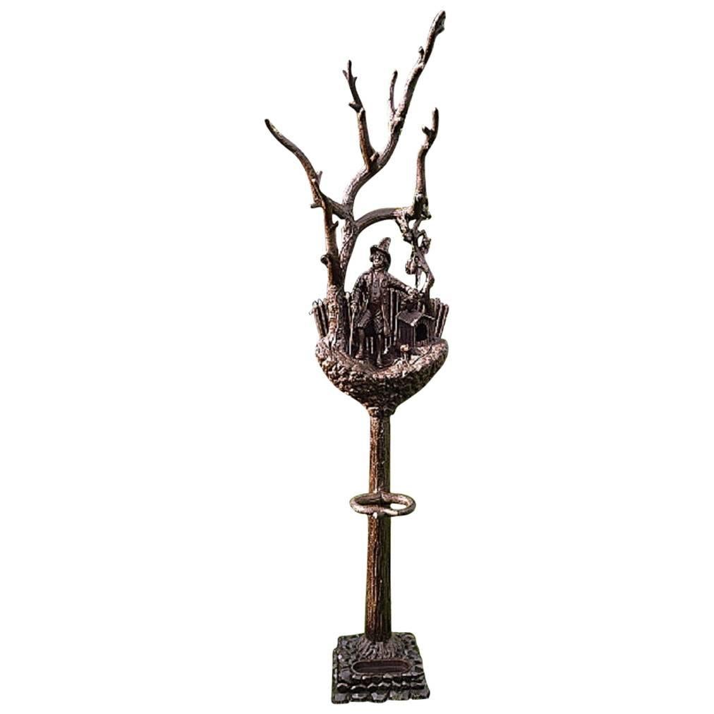 Carved Wooden Tree a Coat Rack and Cane Stand, Black Forest, Germany circa 1850 For Sale