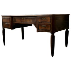 French Art Deco Desk with Brown Leather Plate