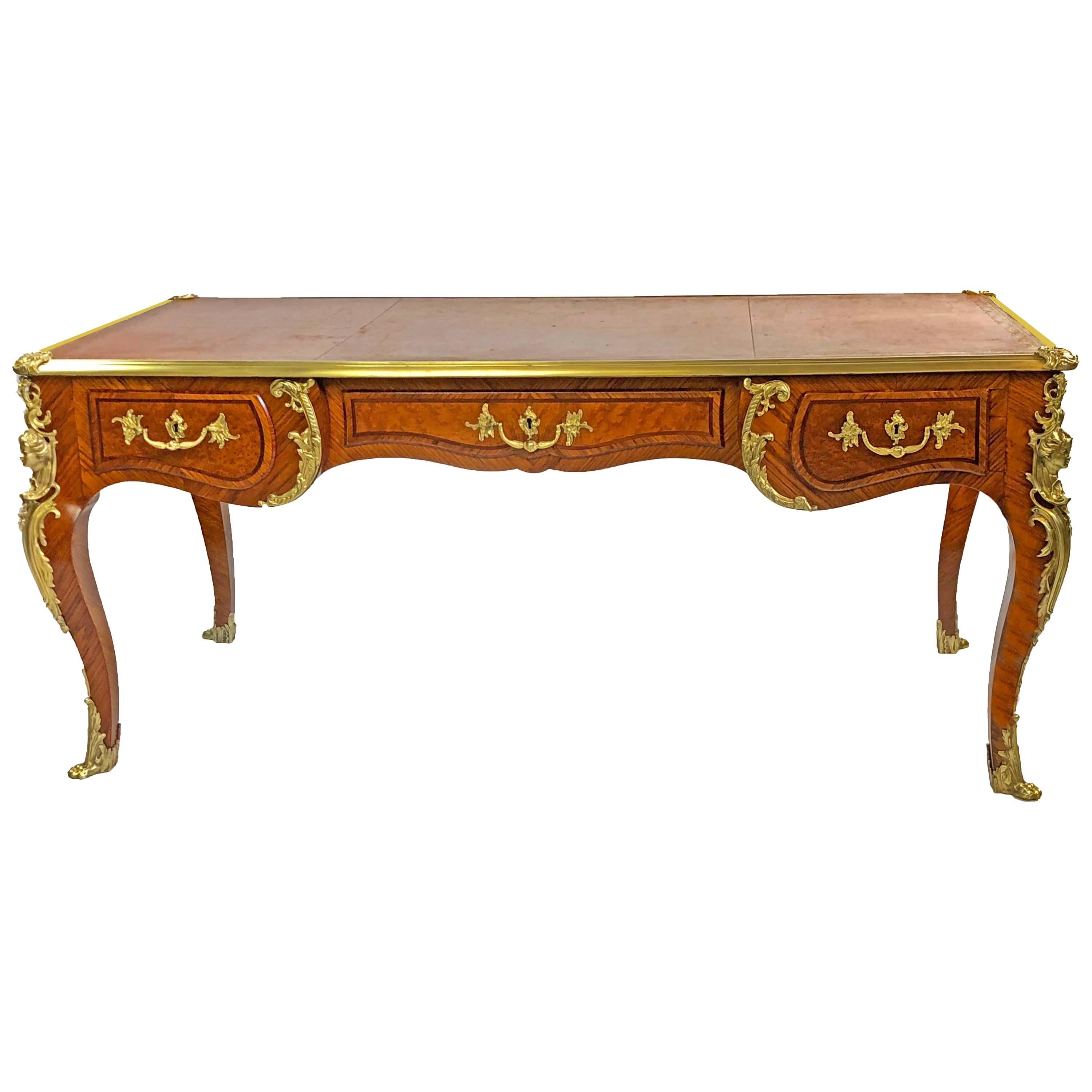 Desk Bureau Plat 19th Century in the Louis XV Manner