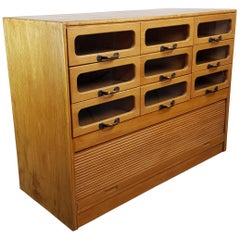 Vintage Early 20th Century Oak Nine-Drawer Haberdashery Cabinet