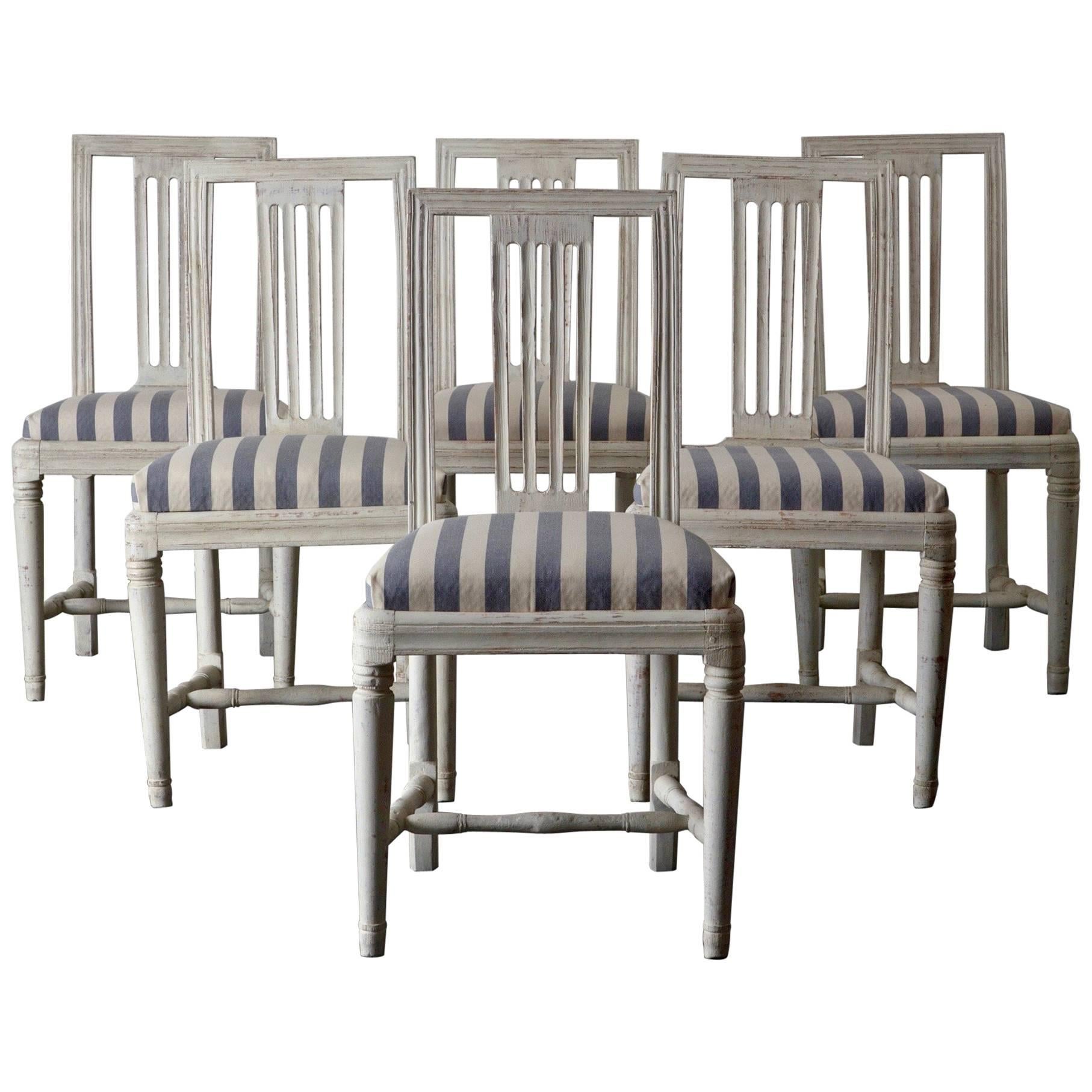 Dining Chairs Set of Six Swedish Gustavian Neoclassical White Sweden