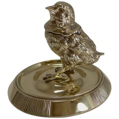 Antique English Chick Inkwell / Match Striker c.1880