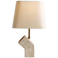 'Conduit' Brutalist White Ceramic and Brass Small Table Lamp