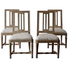 Antique Dining Chairs Swedish Set of Four Gustavian Original Paint Green Sweden