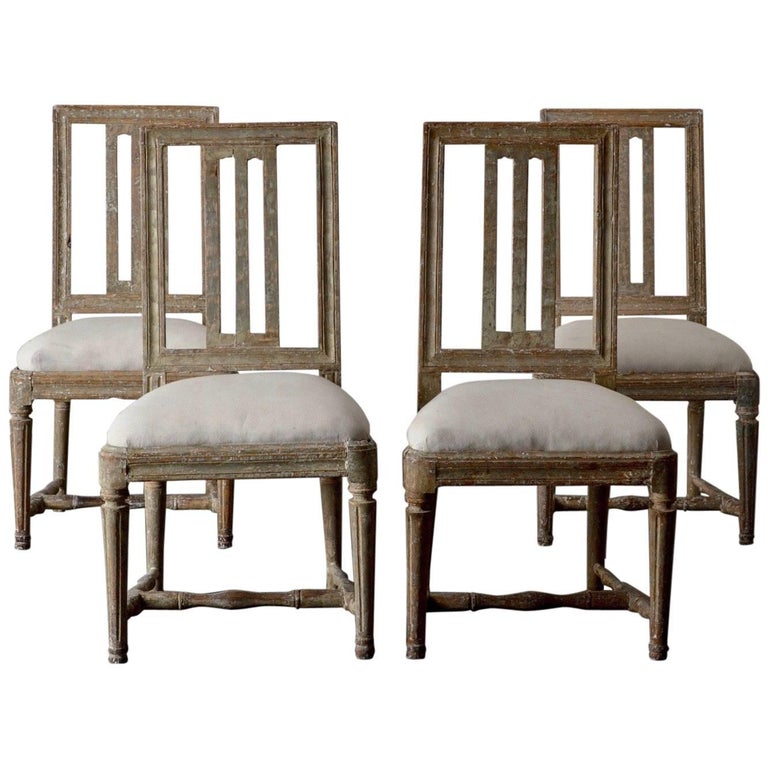 Dining Chairs Swedish Set Of Four, Green Painted Dining Chairs