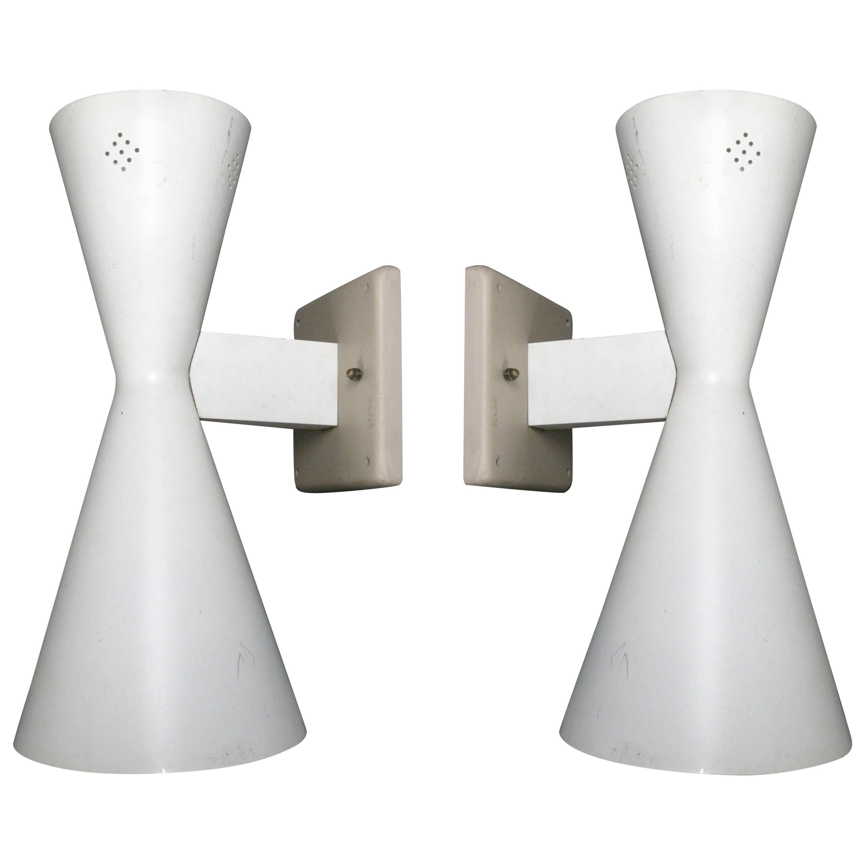 Pair of Midcentury Double Cone Wall Sconces
