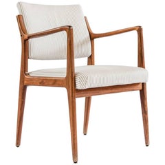 Set of five Danish 1950s dining armchairs in  teak and fabric