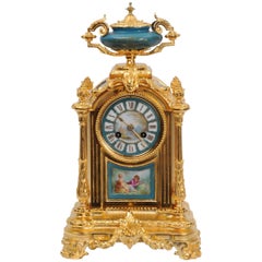 Ormolu and Sèvres Porcelain Boudoir Clock by Le Roy Et Fils, Paris