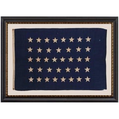 Used American U.S Navy Jack with 38 Hand-Sewn Stars and a Rare Maker's Mark