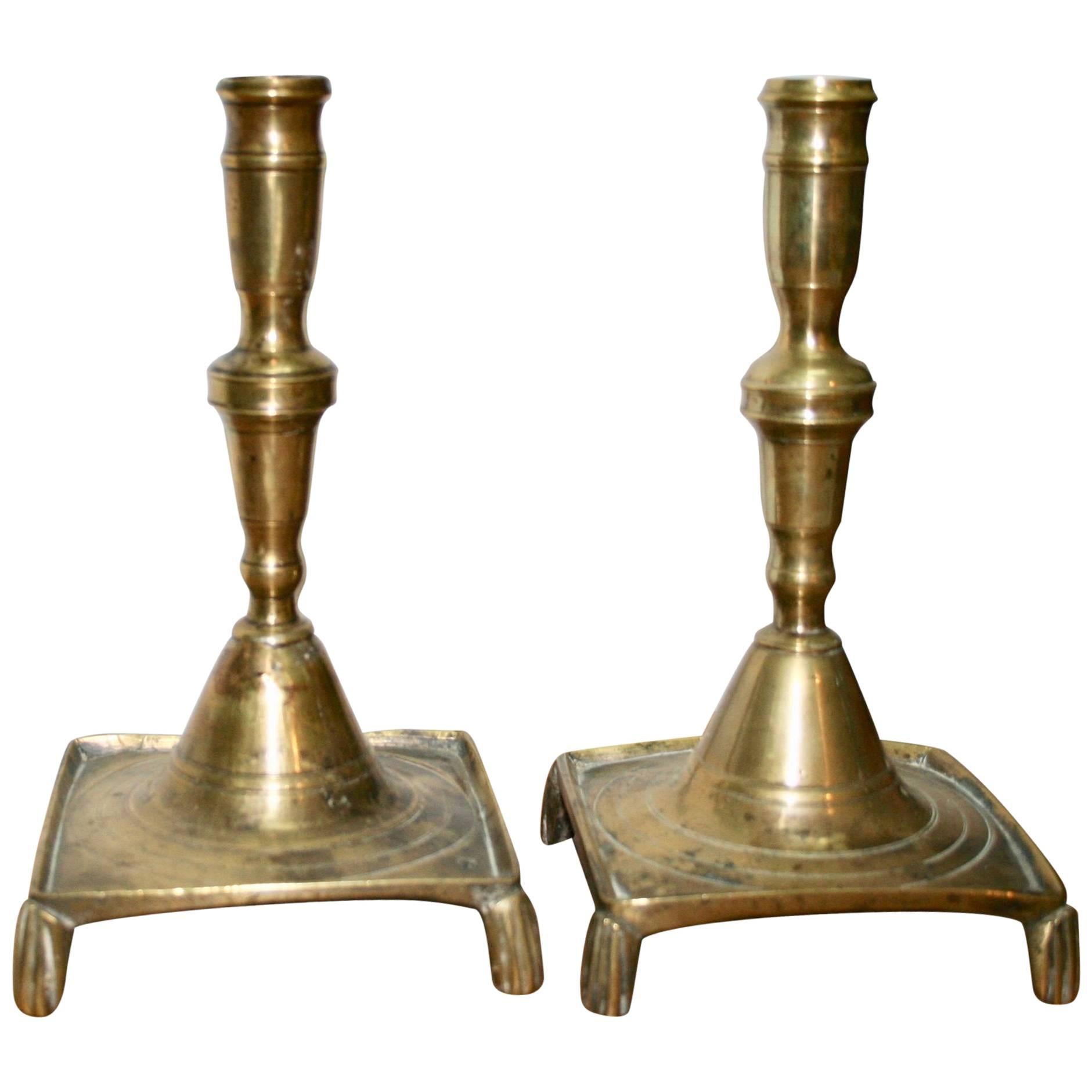 17th Century Bronze Candlesticks For Sale