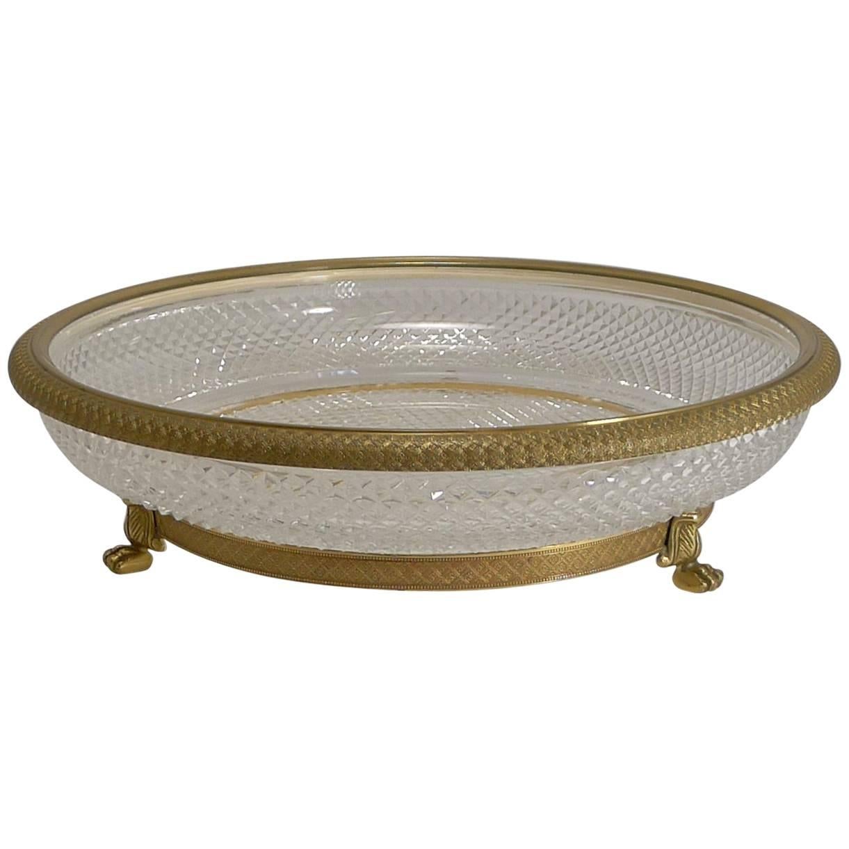 Large French Cut Crystal and Gilded Bronze Centrepiece Dish or Bowl c.1890