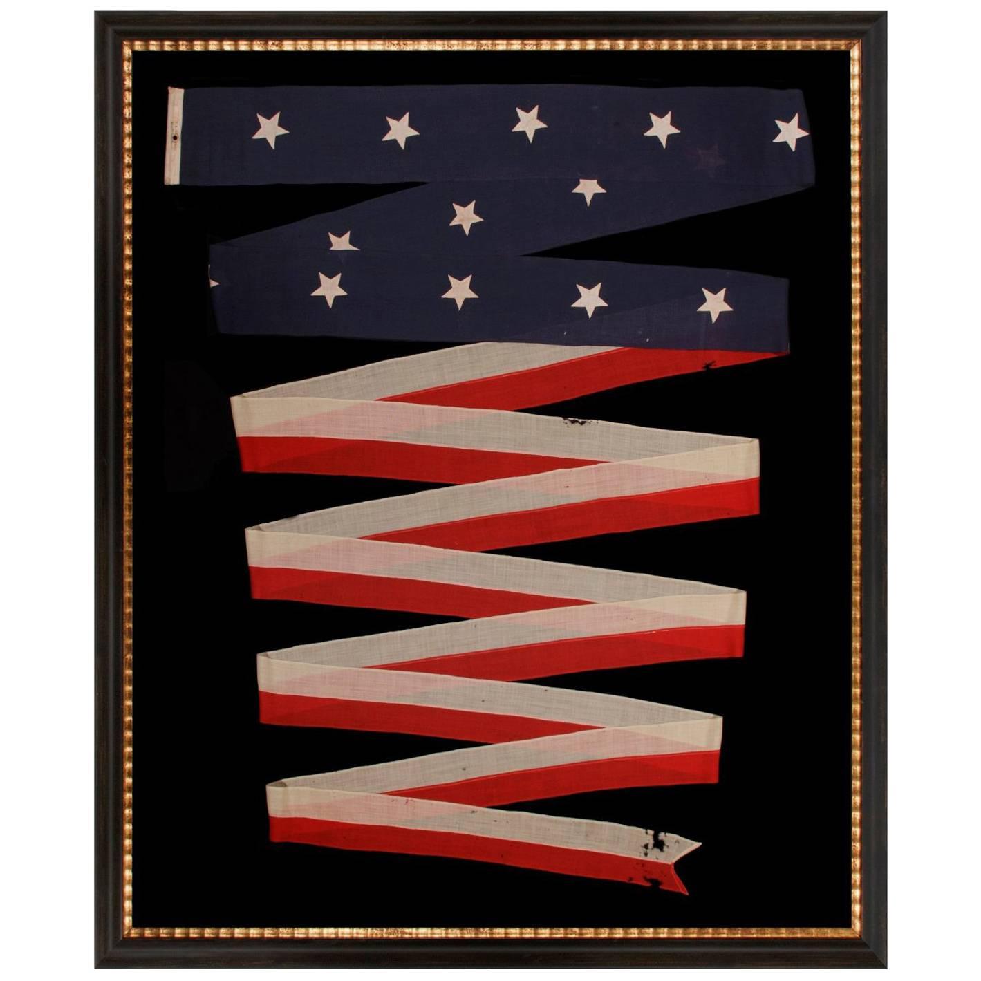 U.S Navy Commission Homeward Bound Pennant with 14 Stars, Made by El Rowe & Sons